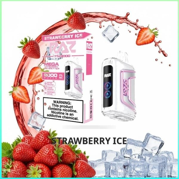 TN9000_Strawberry_Ice Raz TN9000 - Strawberry Ice